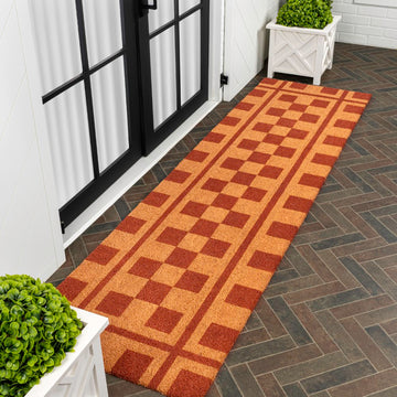 Harper Classic Farmhouse Checkerboard Coir Area Rug